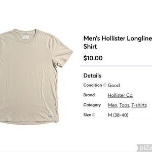 Hollister Men's Short Sleeve Beige Tee